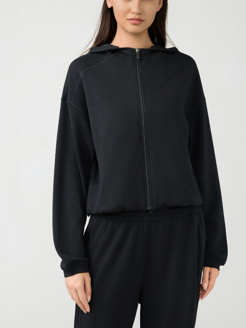 Millennia Zip Up Dropped Shouder Active Hooded - Odaingerous